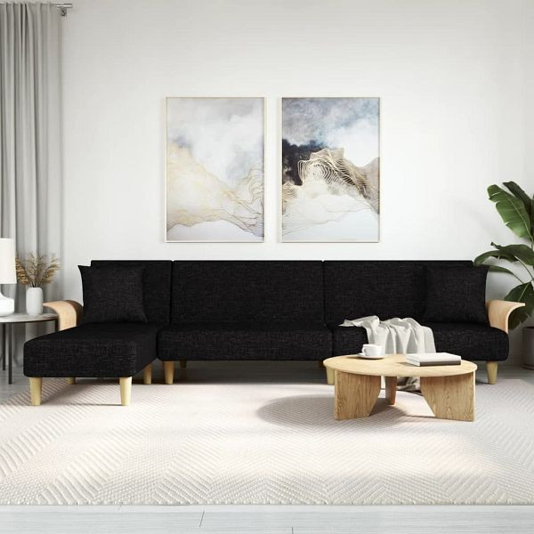 vidaXL Schlafsofa in L-Form Schwarz 279x140x70 cm Stoff, 3157213