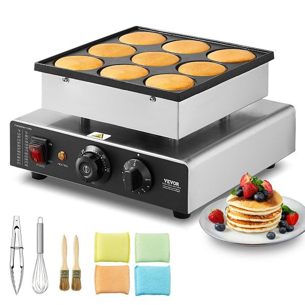 VEVOR Mini Pfannkuchen Maschine Dutch Pfannkuchenmaker 9 Stück Edelstahl Dorayaki, SYJBJDP4KF0005ECEV2