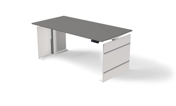 Kerkmann Steh-/Sitztisch B 1600 x T 800 mm, elektrisch höhenverstellbar von 720-1200 mm, Form 4, Farbe: Grafit, 10383412