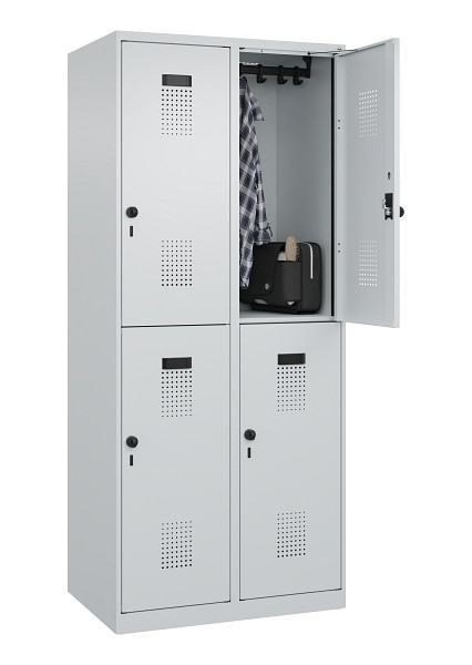 C+P Doppelstöckiger Spind Evolo PLUS, 4 Fächer, 1850x800x500mm, 7035/7035, Drehriegel, 049300-22 S10013