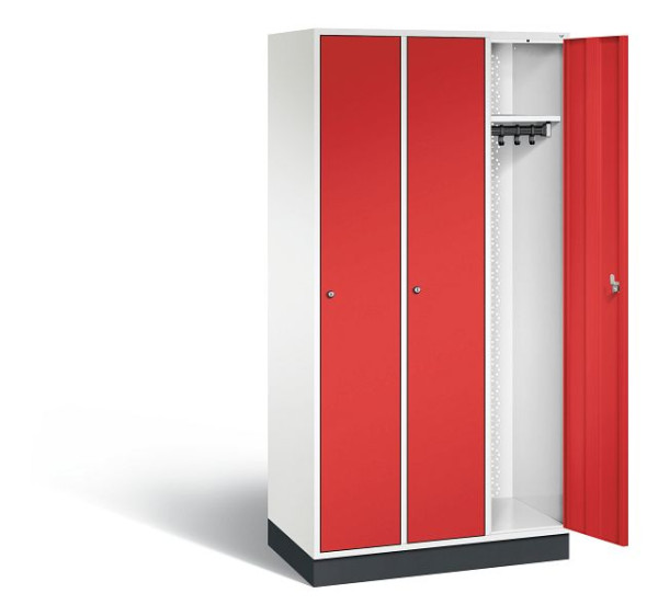 C+P Garderobenschrank Intro, H1950xB920xT490mm, Farbe: Verkehrsweiß / feuerrot, 8170-301 S10051