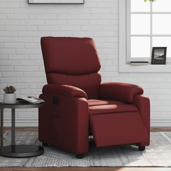 vidaXL Relaxsessel Elektrisch Weinrot Kunstleder, 3204876