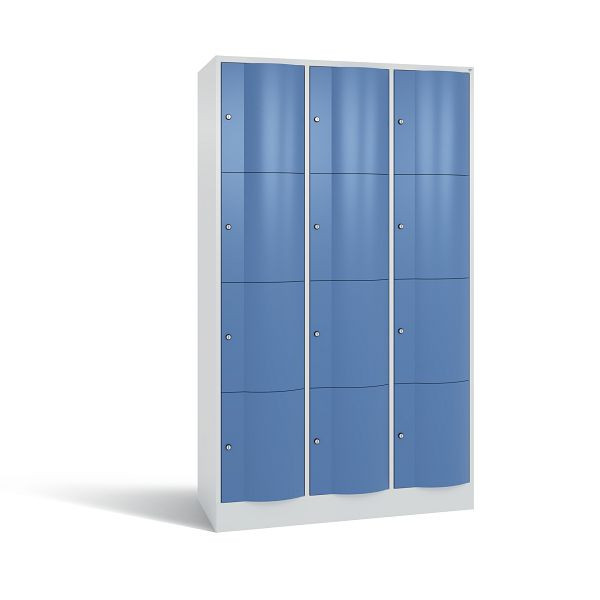 C+P Schließfachschrank Resisto, 12 Fächer, H1950xB1148xT540 mm, Grau/Fernblau, 8470-372 S10117