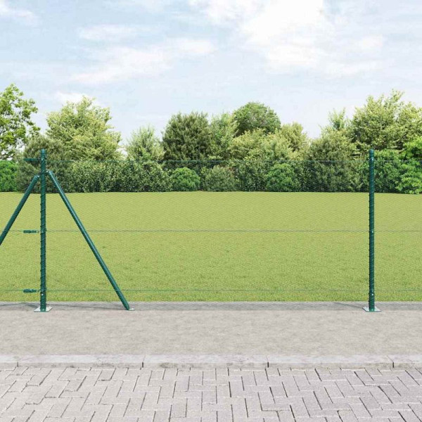 vidaXL Zaun mit Pfosten Grün 1 x 100 m PVC-beschichteter Stahl, 3353588