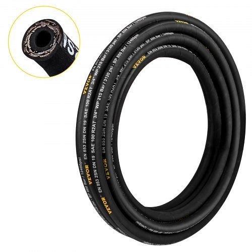 VEVOR Hydraulikschlauch 0,6 cm x 15,2 m, 5800 PSI, mit 2 hochfesten Stahldrahtgeflechten, -20 bis 140 °C, YG50FT1-4-5800P01V0