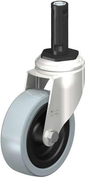 Blickle LKRXA-VPA 101G-11-EXR12 Edelstahl-Apparate-Lenkrolle mit Expander, Vollgummi, Grau, 853265