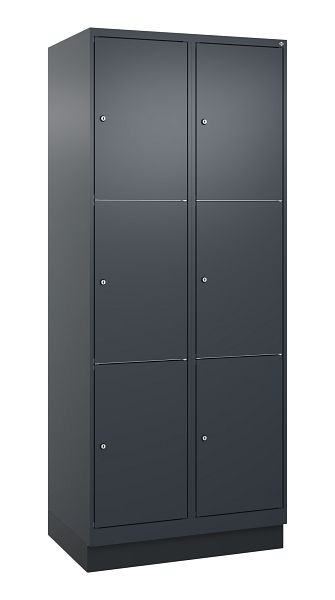C+P Schließfachschrank Classic PLUS, Sockel, 2 Abteile mit je 3 Fächern, 1950x800x500mm, 7016/7016, 080020-223 S10015