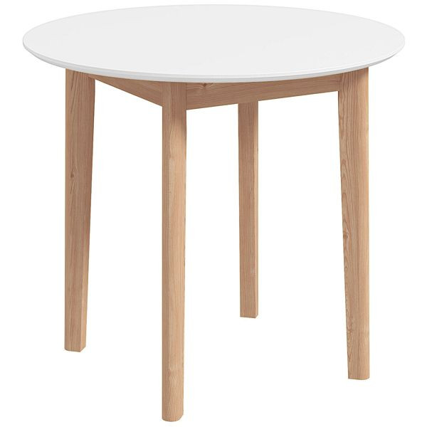 HOMCOM Esstisch Küchentisch Runder Tisch, Skandi-Design, 75 cm x 75 cm x 76 cm, Weiß + Natur, 83A-092V00WT