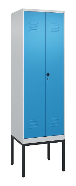 C+P Umkleidespind Classic PLUS, Doppel-Spind, Gestell, 2 Abteile, 2120x600x500mm, 7035/5012, Drehriegel, 0800327-20P S10004