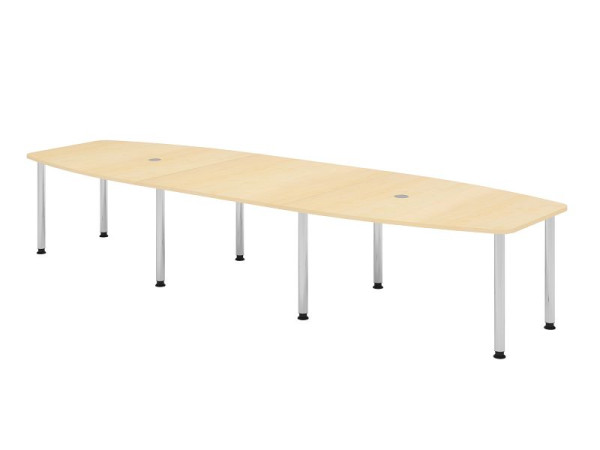 Hammerbacher Konferenztisch KT40C, 400 x 130 cm, Platte: Ahorn, 25mm dick, Acht-Fuß-Gestell verchromt, Rundrohr 6 cm, Arbeitshöhe 72-74 cm, VKT40C/3/C