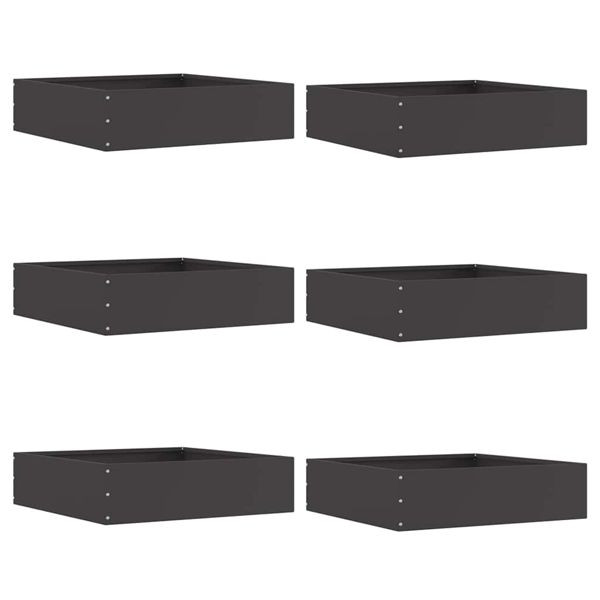 vidaXL Raseneinfassung 6 pcs Schwarz 50 x 50 x 13 cm Stahl, 874717