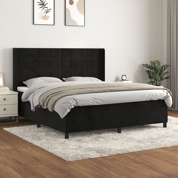 vidaXL Boxspringbett mit Matratze Schwarz 180x200 cm Samt, 3132695