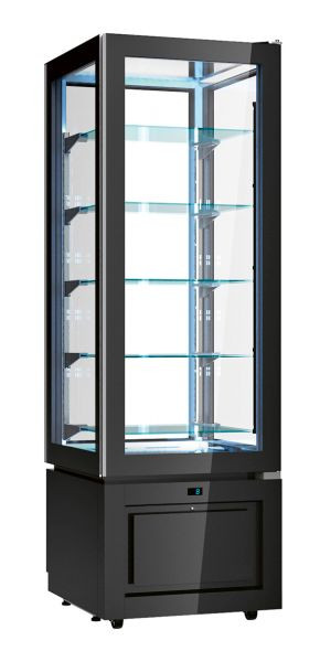 NordCap Panorama-Kühlvitrine LUXOR SLIM SCHWARZ, steckerfertig, Umluftkühlung, 458100102