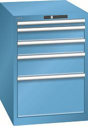 LISTA Schubladenschrank 27x36E (BxTxH) 564x725x800mm KEY Lock, 5 Schubladen, Farbe: Lichtblau, 14.368.010