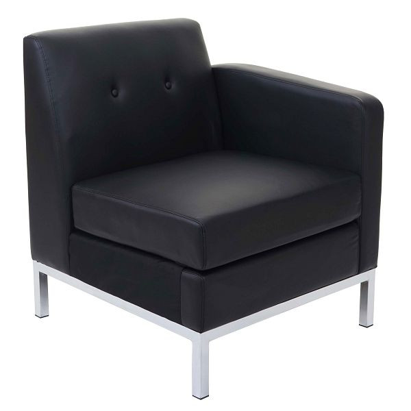 Mendler Sessel HWC-C19, Modular-Sofa Seitenteil rechts mit Armlehne, erweiterbar Kunstleder, schwarz, 57125