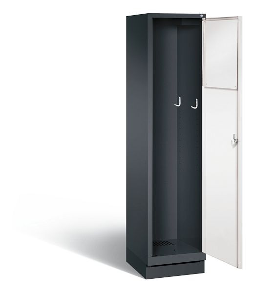 C+P Wäsche-Sammelschrank Evolo, H1800xB420xT500mm, Farbe: Schwarzgrau / Verkehrsweiß, 48170-210 S10298