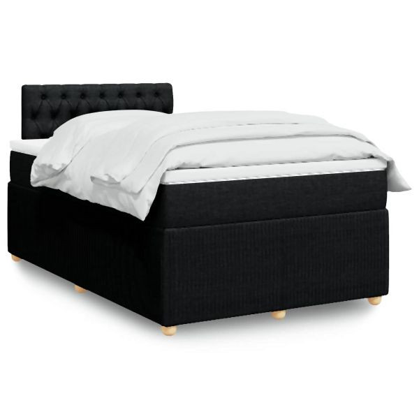 vidaXL Boxspringbett mit Matratze Schwarz 120x190 cm Stoff, 3289704