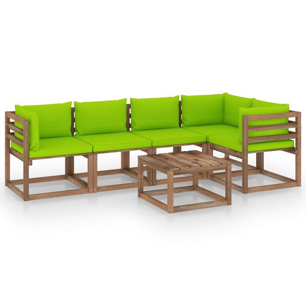 vidaXL 6-tlg. Garten-Lounge-Set aus Paletten mit Kissen Kiefernholz, 3067463