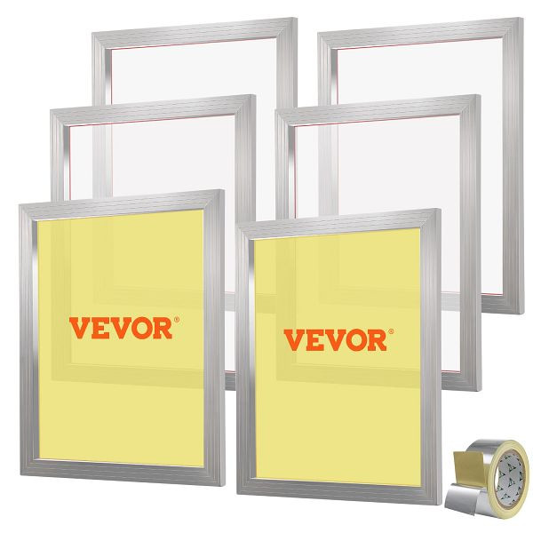 VEVOR Aluminiumlegierung Siebrahmen Siebdruckpresse 50,8 x 61 cm, Siebdruckmaschine Zubehör 160 Mesh, VE: 6 Stück, SYKJD616020246S9BV0