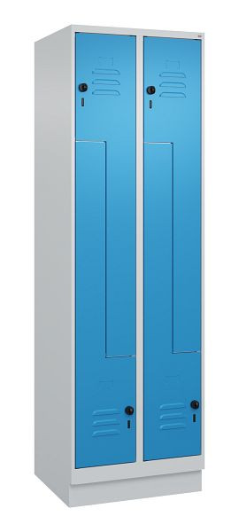 C+P Z-Spind Classic PLUS, C Z-Spind, Classic PLUS, Sockel, 4 Abteile, 1950x600x500mm, 7035/5012, Drehriegel, 080023-204 S10004