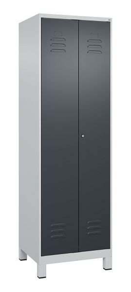 C+P Mehrzweckschrank Classic PLUS, Putzmittel-Spind, Füße, 2 Abteile, 1950x600x500mm, 7035/7016, Zylinderschloss, 080110-00 S10023