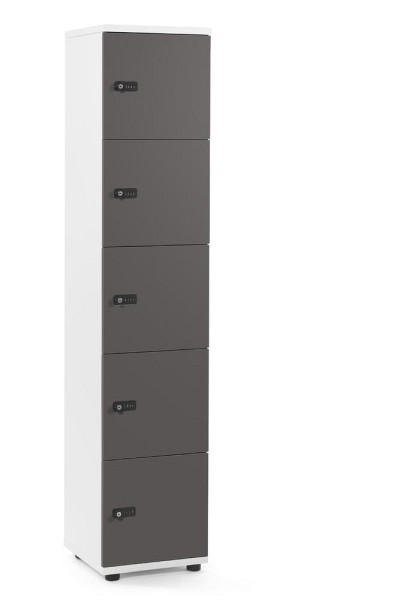 Deskin Schließfachschrank OFFICE-LINE mit 5 Fächern, Anthrazit, 400 x 420 x 1890 mm, 290030