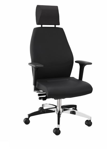 Dauphin DENIOS Bürostuhl Shape XXL, Syncro-Tension-Technik, Alu-Fußkreuz, Nackenstütze, schwarz, 325453