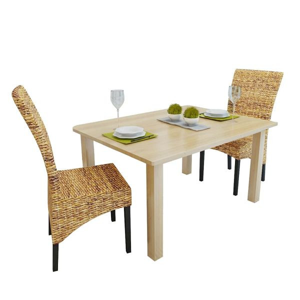 vidaXL Esszimmerstühle 2 Stück Abaca und Mango Massivholz, 243234