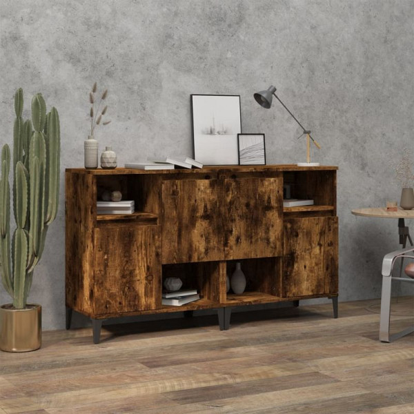 vidaXL Sideboards, VE: 2 Stück, Räuchereiche 60x35x70 cm Holzwerkstoff, 3185732