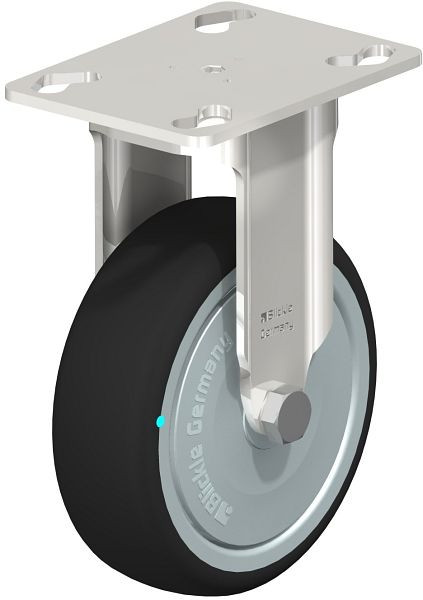 Blickle BKPXA-PATH 101KD-FK Edelstahl-Apparate-Bockrolle mit Anschraubplatte, Thermoplastisches Polyurethan, Grau, 760730