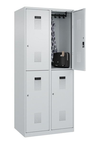 C+P Doppelstöckiger Spind Evolo PLUS, 4 Fächer, 1850x800x500mm, 7035/7035, Zylinderschloss, 049300-22 S10040