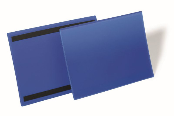 DURABLE Magnetische Kennzeichnungstasche A4 quer, dunkelblau, VE: 50 Stück, 174507