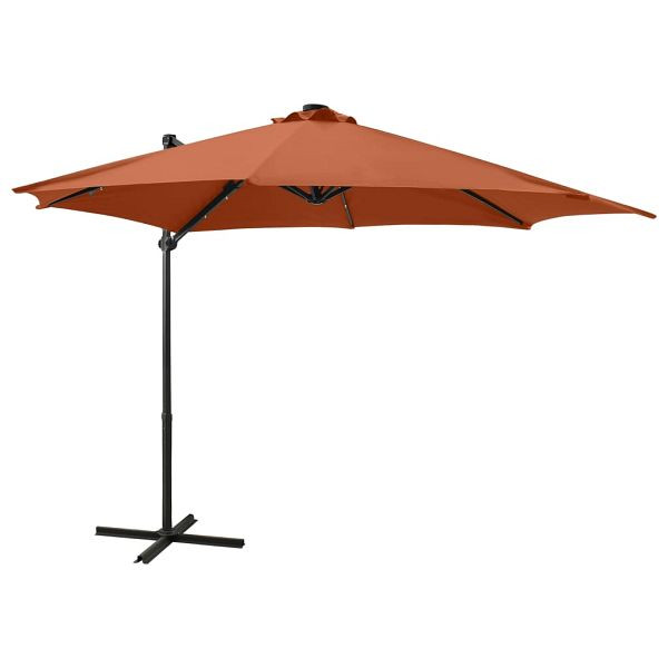 vidaXL Ampelschirm mit Mast und LED-Beleuchtung Terracotta-Rot 300 cm, 312335