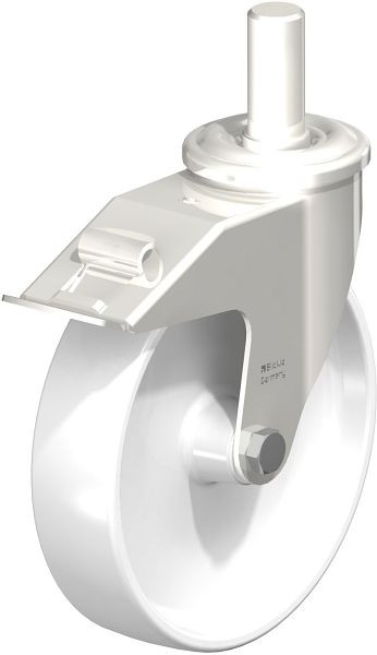 Blickle LEXZ-PO 200G-FI Edelstahl-Lenkrolle mit Zapfen & Feststeller, Polyamid, Weiß, 584417