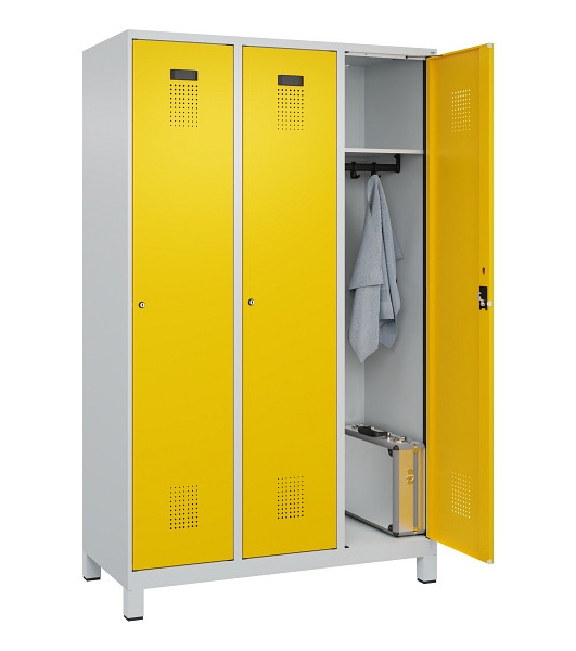 C+P Spind Evolo PLUS, mit Füßen, 3 Abteile, 1950x1200x500mm, 7035/1023, Verschluss Zylinderschloss, Ablageböden 3, 049010-32 S10028