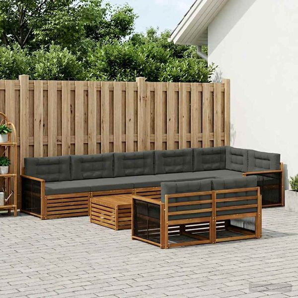 vidaXL Outdoor-Sofagarnitur mit Kissen 9-teilig, 3383535