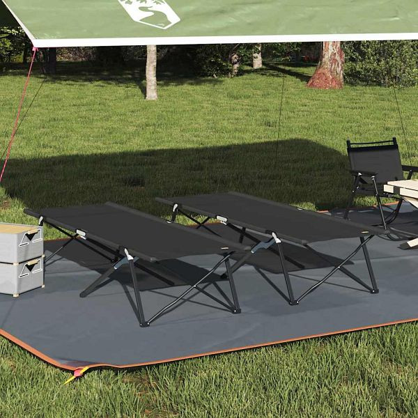 vidaXL Klapp Schlafbett fürs Camping 2 Stück Schwarz 206 x 76 x 74 cm, 42003169