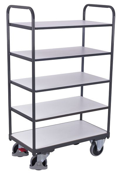 VARIOfit ESD Etagenwagen hoch, Außenmaße: 1.060 x 600 x 1.530 mm, RAL 7024 graphitgrau, Ladehöhen: 255 / 530 / 805 / 1.080 / 1.350 mm, sw-600.259