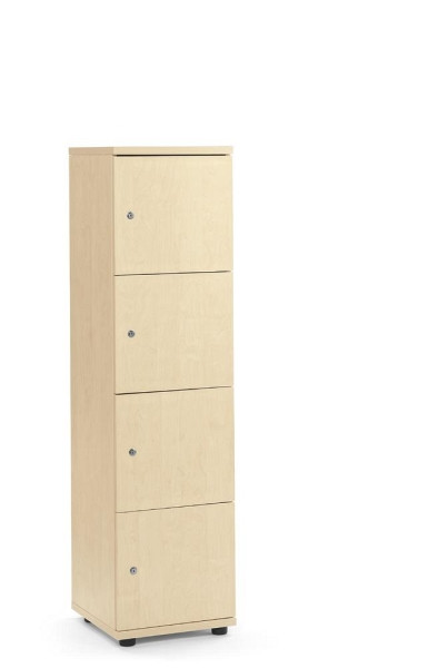 Deskin Schließfachschrank OFFICE-LINE mit 4 Fächern, Korpus und Türen Dekor Ahorn, H 1530 x B 400 x T 420 mm, Zylinderschlösser, ohne Posteinwurf, 289879