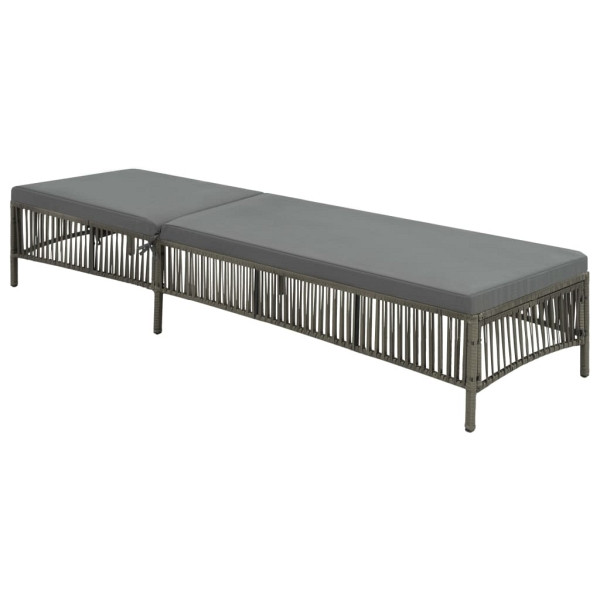 vidaXL Sonnenliege mit Auflage Poly Rattan Grau, Polyester, 44455