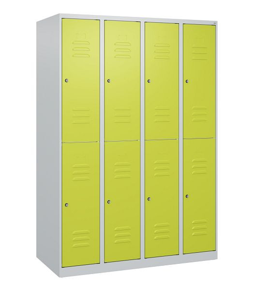 C+P Doppelstöckiger Spind Classic PLUS, 4 Abteile, 1700x1200x500mm, 7035/0024, Zylinderschlösser, 0803007-40 S10022