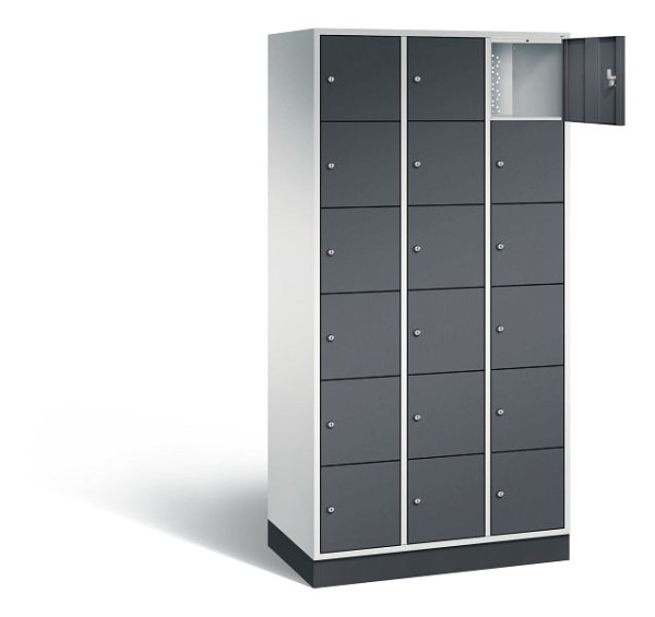 C+P Schließfachschrank Intro, H1950xB920xT490mm, Farbe: Lichtgrau / Schwarzgrau, 8670-301 S10082