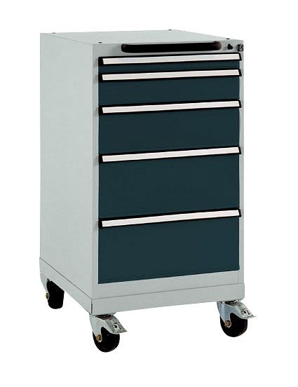 Manuflex Schubfachschrank BASETEC mobil, Nutzhöhe 700 mm mit 5 Schubfächern, in anthrazit RAL 7016, TP1144.7016