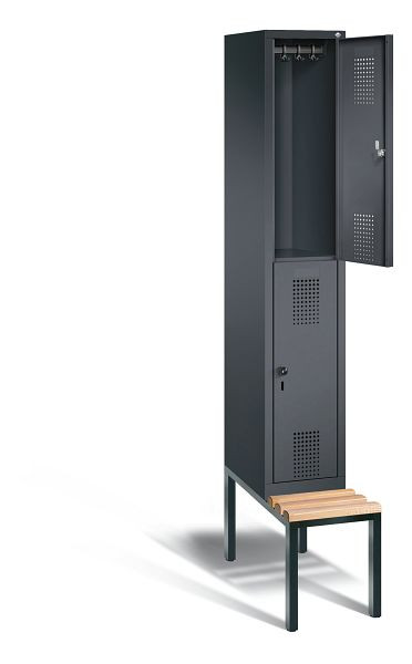 C+P Spind doppelstöckig Evolo, H2090xB320xT815mm, Farbe: Schwarzgrau, 48350-10 S10080