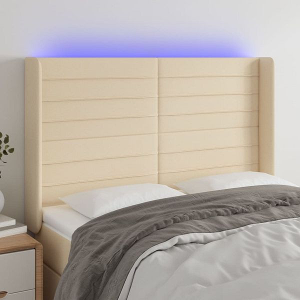 vidaXL LED Kopfteil Creme 147x16x118/128 cm Stoff, 3124191