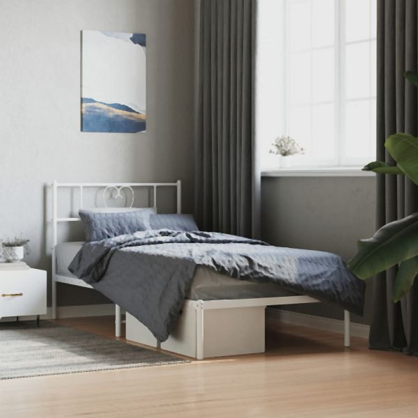 vidaXL Bettgestell mit Kopfteil Metall Weiß 90x190 cm, 355504