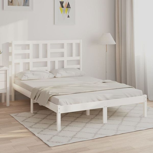 vidaXL Massivholzbett Weiß 140x200 cm, 3105951, 8720287046936