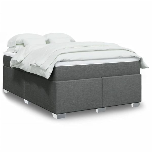 vidaXL Boxspringbett mit Matratze Dunkelgrau 140x190 cm Stoff, 3285131