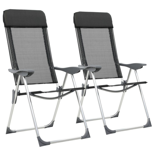 vidaXL Klappbare Campingstühle 2 Stück Aluminium Schwarz, 44305