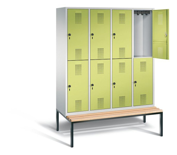 C+P Spind doppelstöckig Evolo, H2090xB1590xT810mm, Farbe: Lichtgrau / Viridingrün, 48350-42 S10177